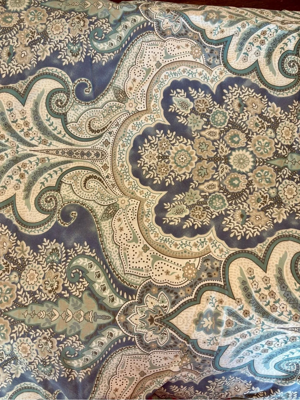 Pottery Barn Paisley Floral Duvet Cover in Blue, Teal, Cream, Brown